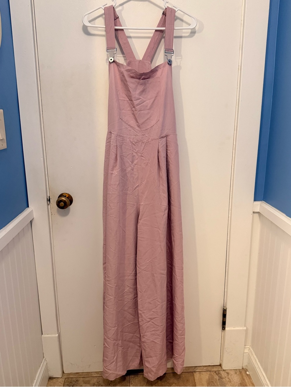 HALARA Dusty Rose Wide-Leg Jumpsuit Overalls Adjustable Straps Pockets NWOT